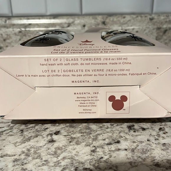 🆕 Disney Princess Cinderella Hand Painted Glasses Set of 2 Glass Tumblers - Picture 4 of 5